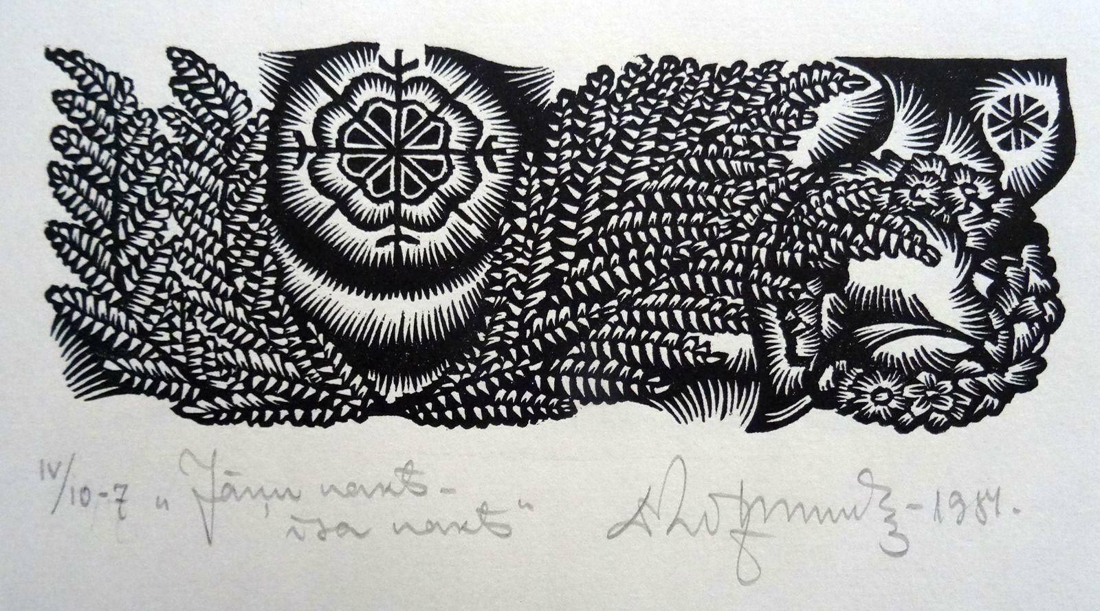 Dainis Rozkalns Night Of Solstice. 1984. Paper, Linocut,  1984