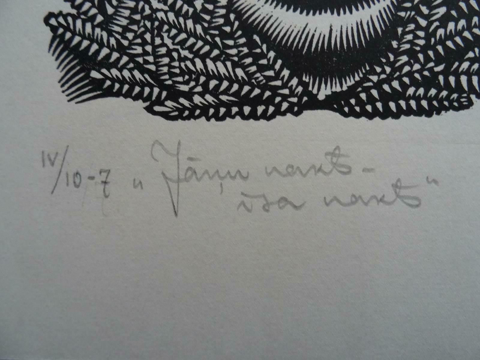 Dainis Rozkalns Night Of Solstice. 1984. Paper, Linocut,  1984 photo for sale