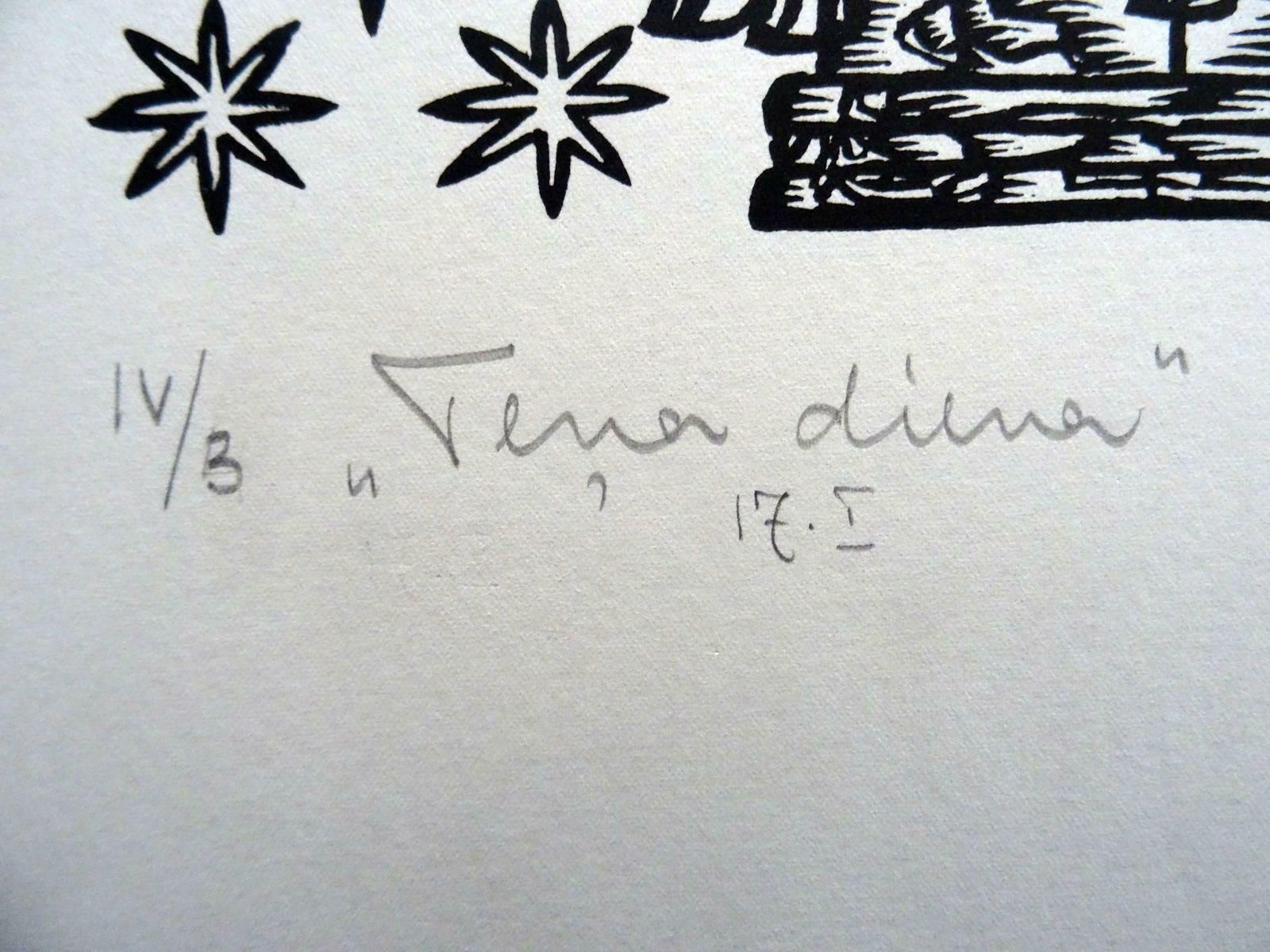 Dainis Rozkalns Pig Day. 1984. Paper, Linocut,1984 photo furniture