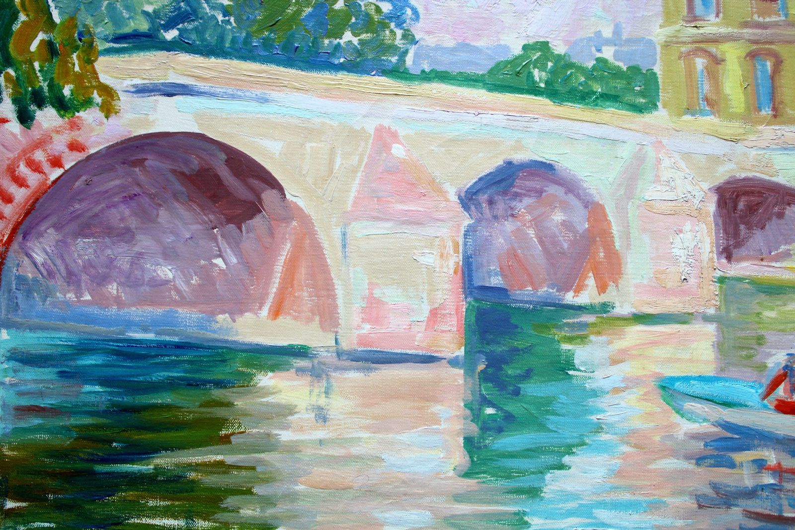 Serge Mendjisky The Seine At The Louvre. Oil On Canvas, photo vinterior