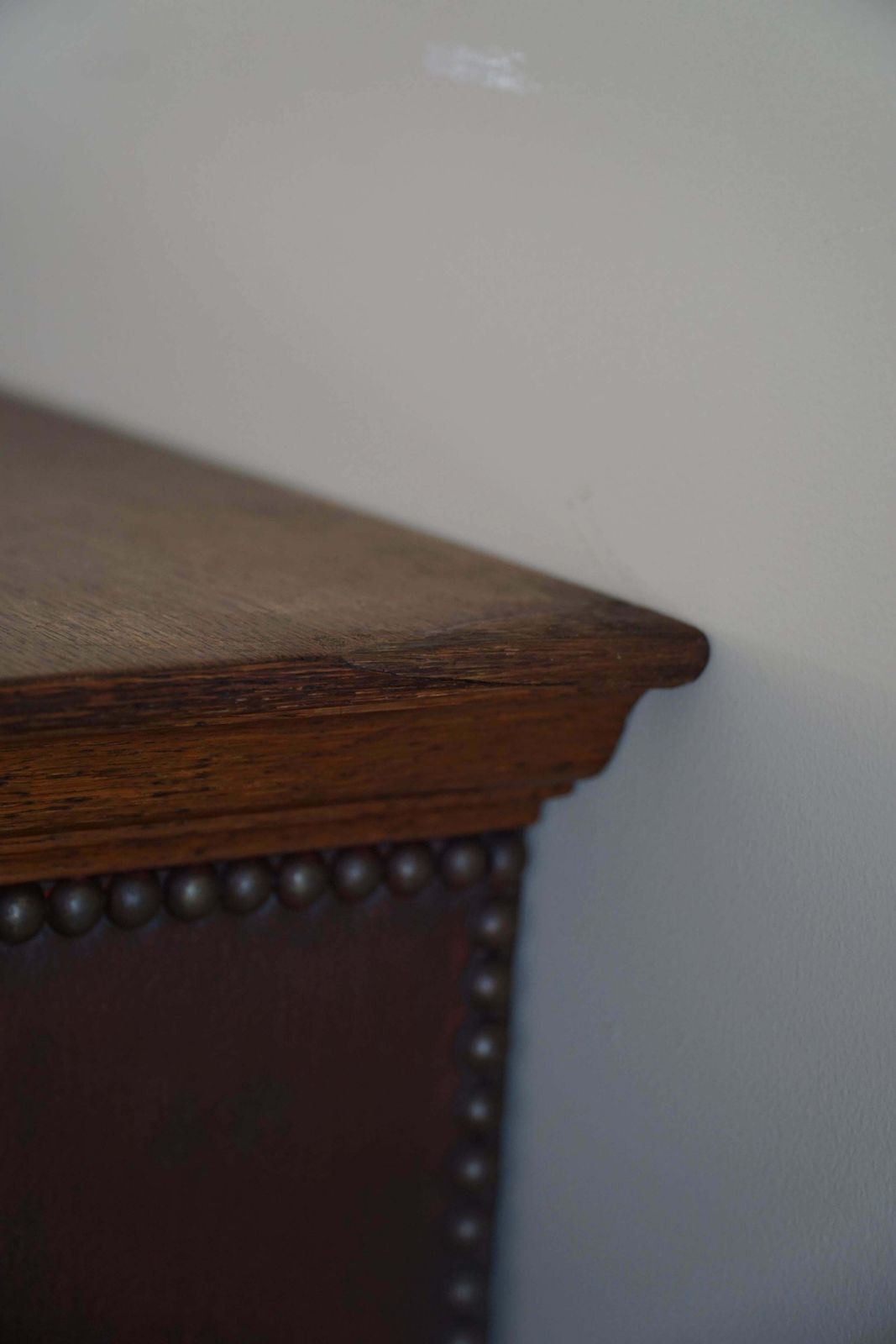 Otto Schultz, Swedish Modern Cabinet In Leather, Oak & Brass Nails, 1930s photo vintage