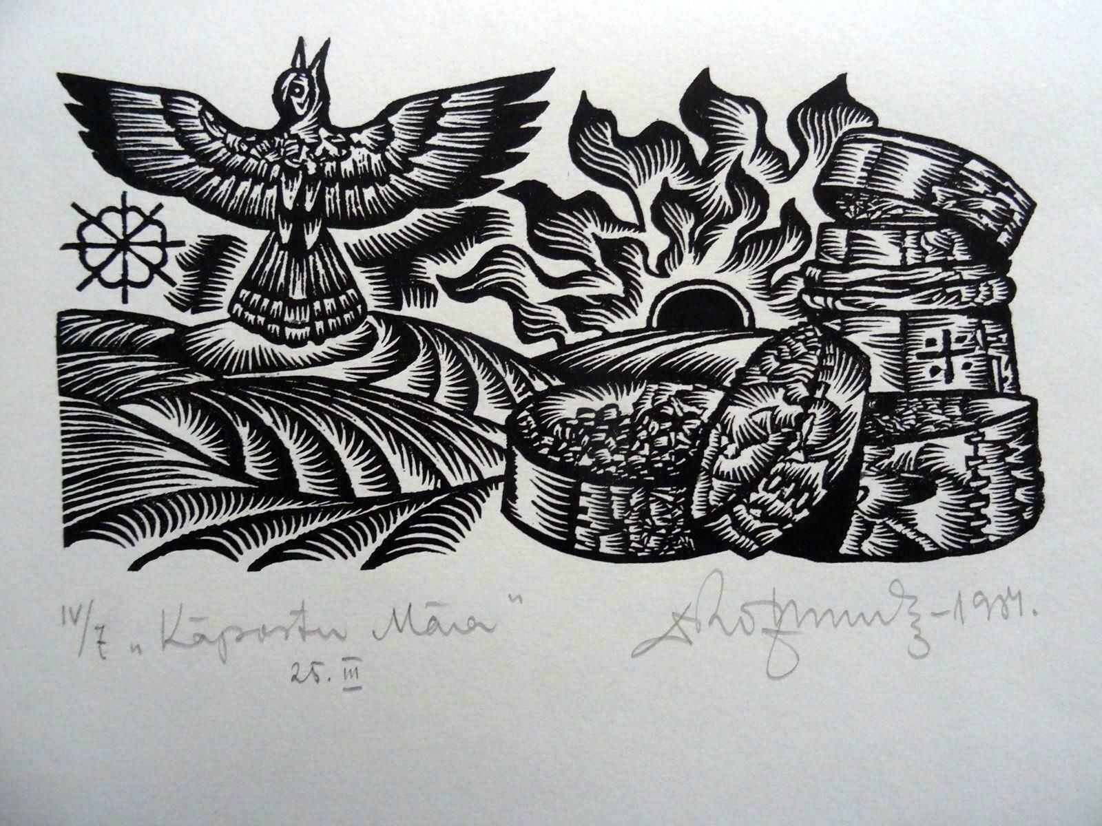 Dainis Rozkalns Sunrise. 1984. Paper, Linocut,  1984