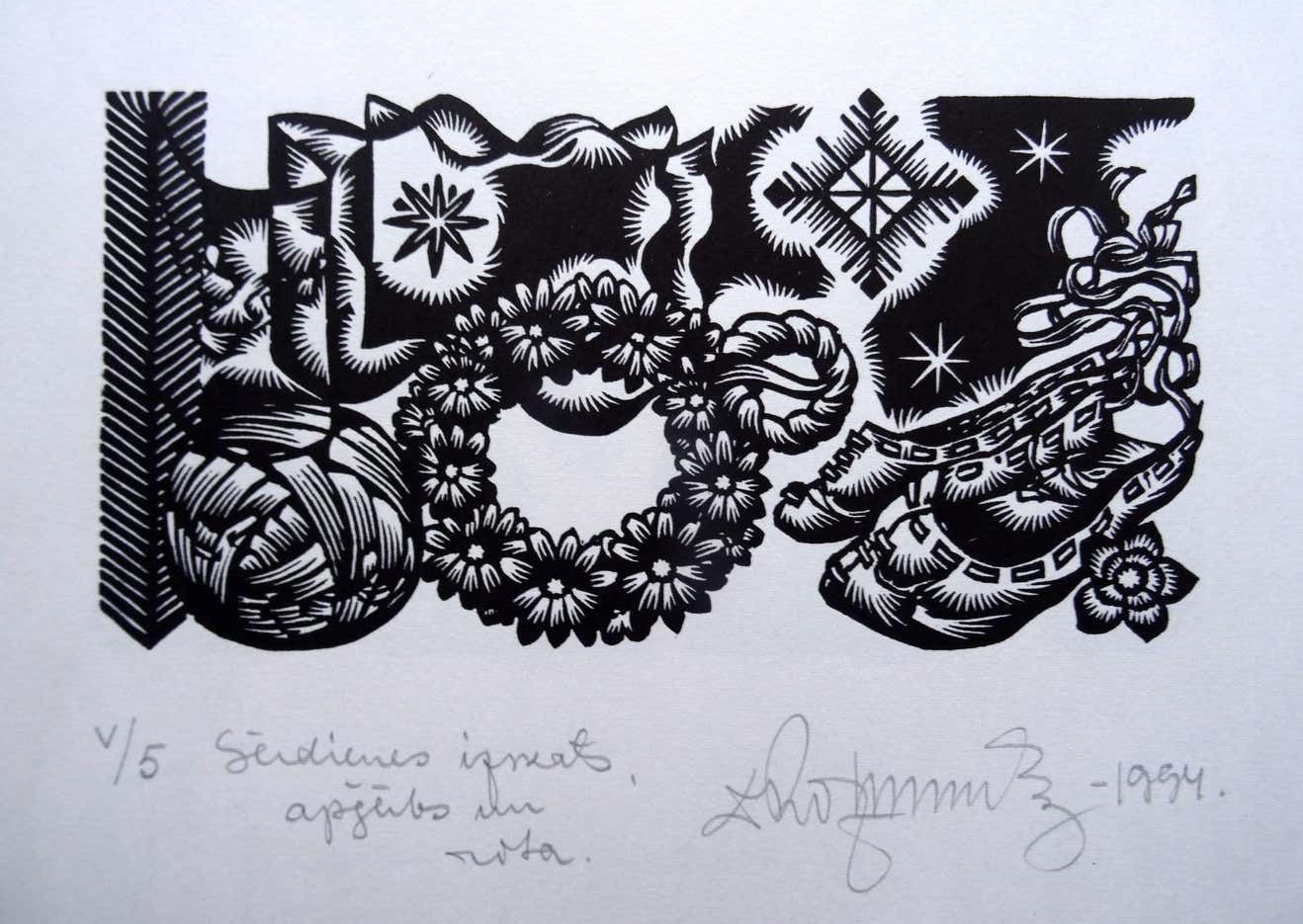Dainis Rozkalns Sunday Look. 1994. Paper, Linocut,