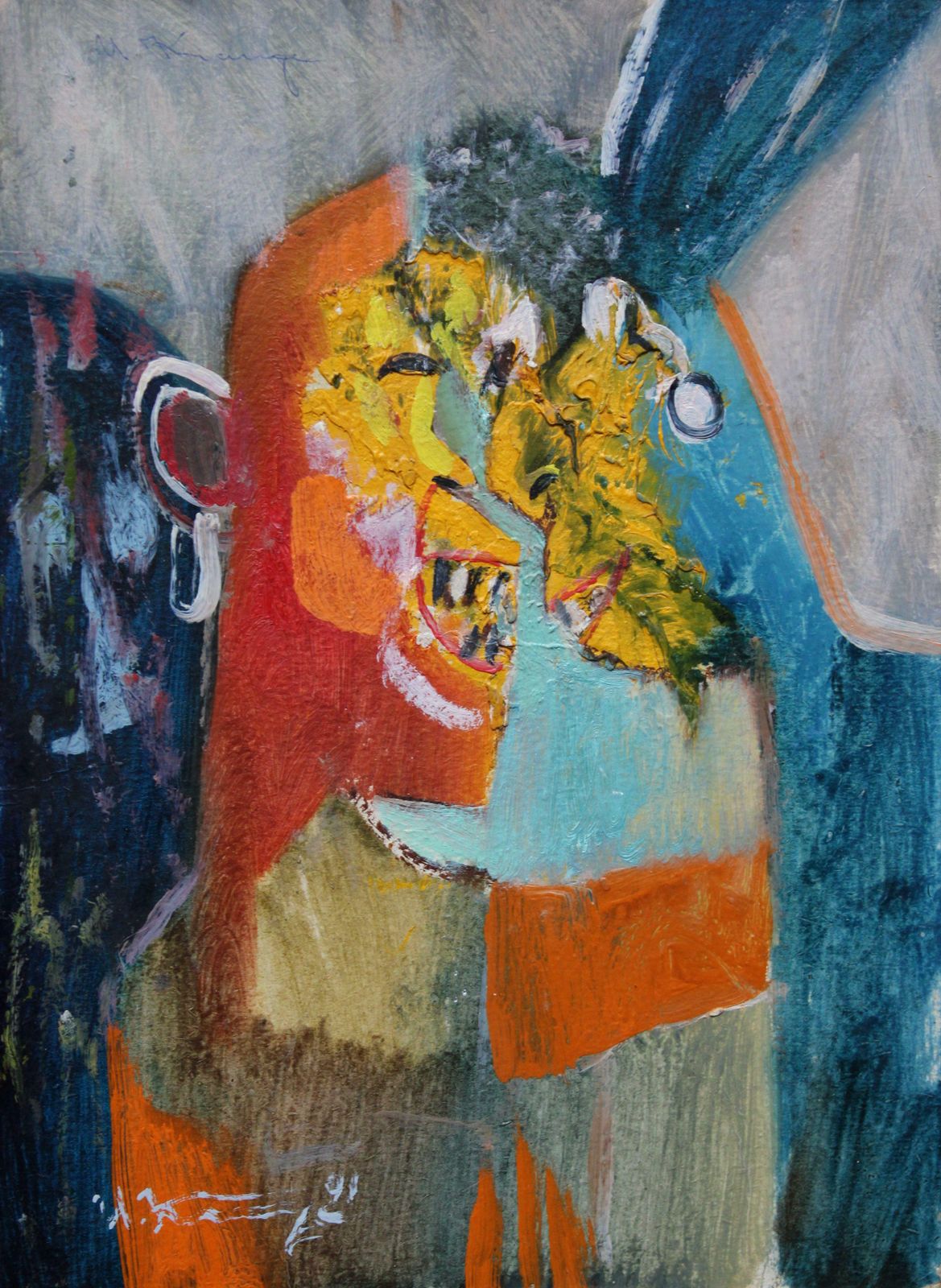 Uldis Krauze Two Friends 1991, Cardboard, Oil