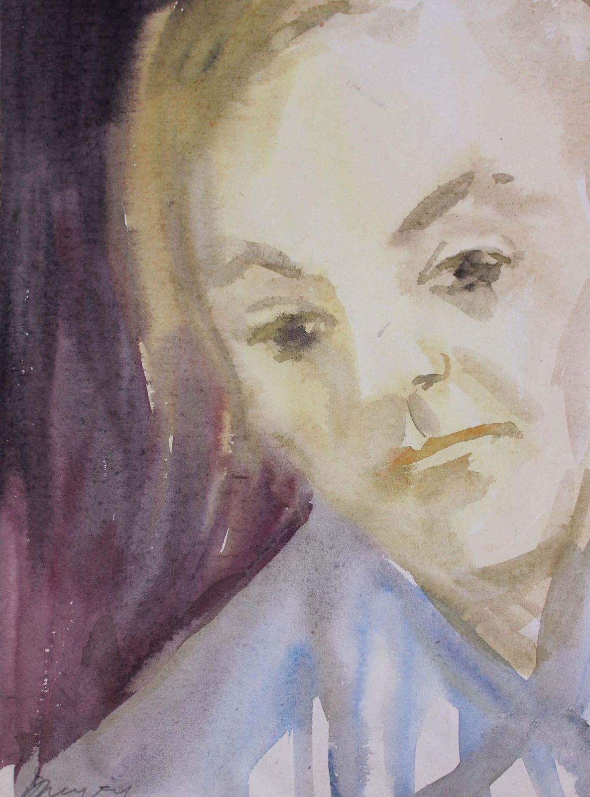 Dzidra Ezergaile Portrait. 1960s. Watercolour On Paper,
