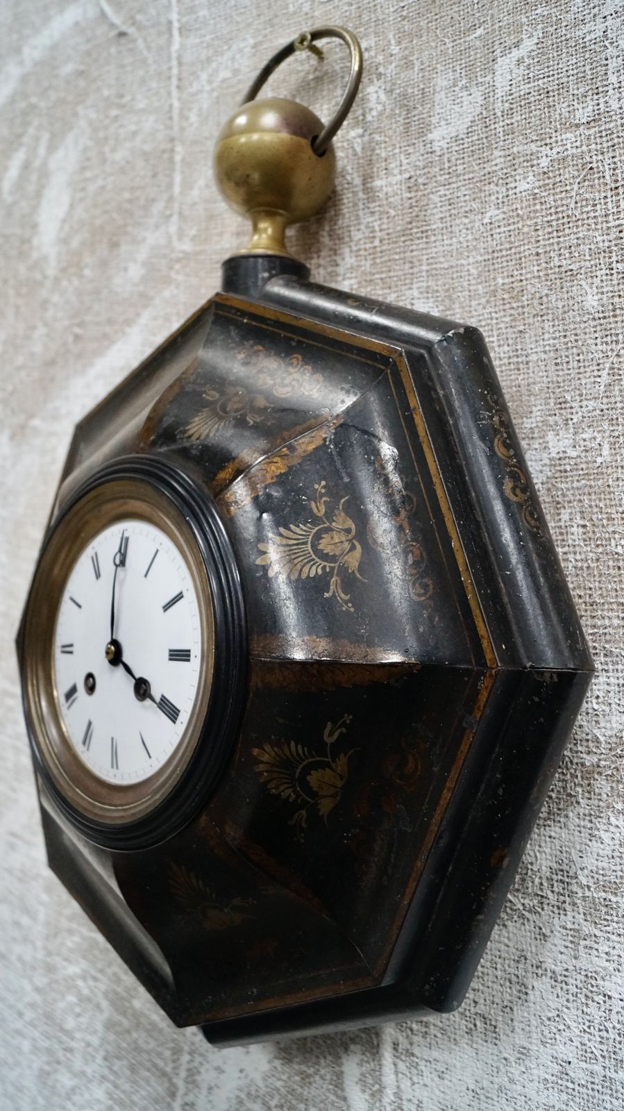 Antique French Tolewear Clock, 1800s