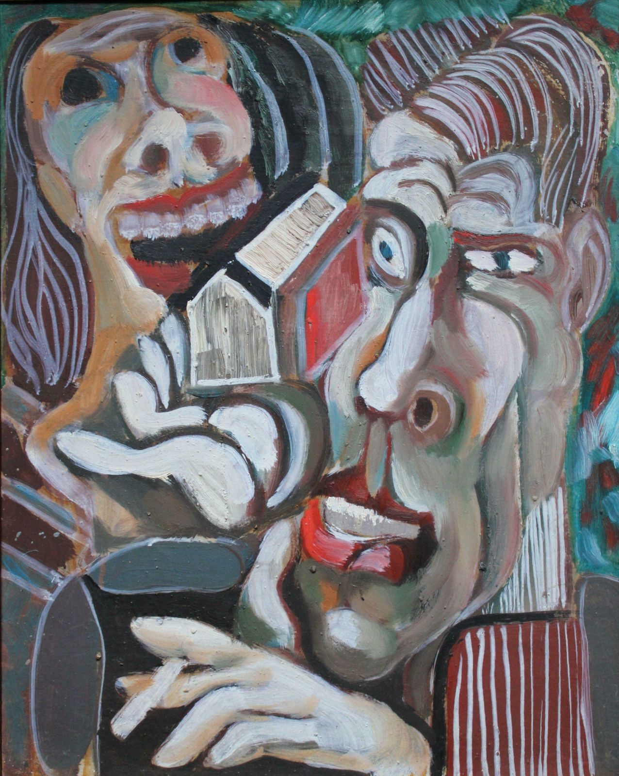 Vladimir Glushenkov Flirt. 1970. Cardboard, Mixed Media Art,