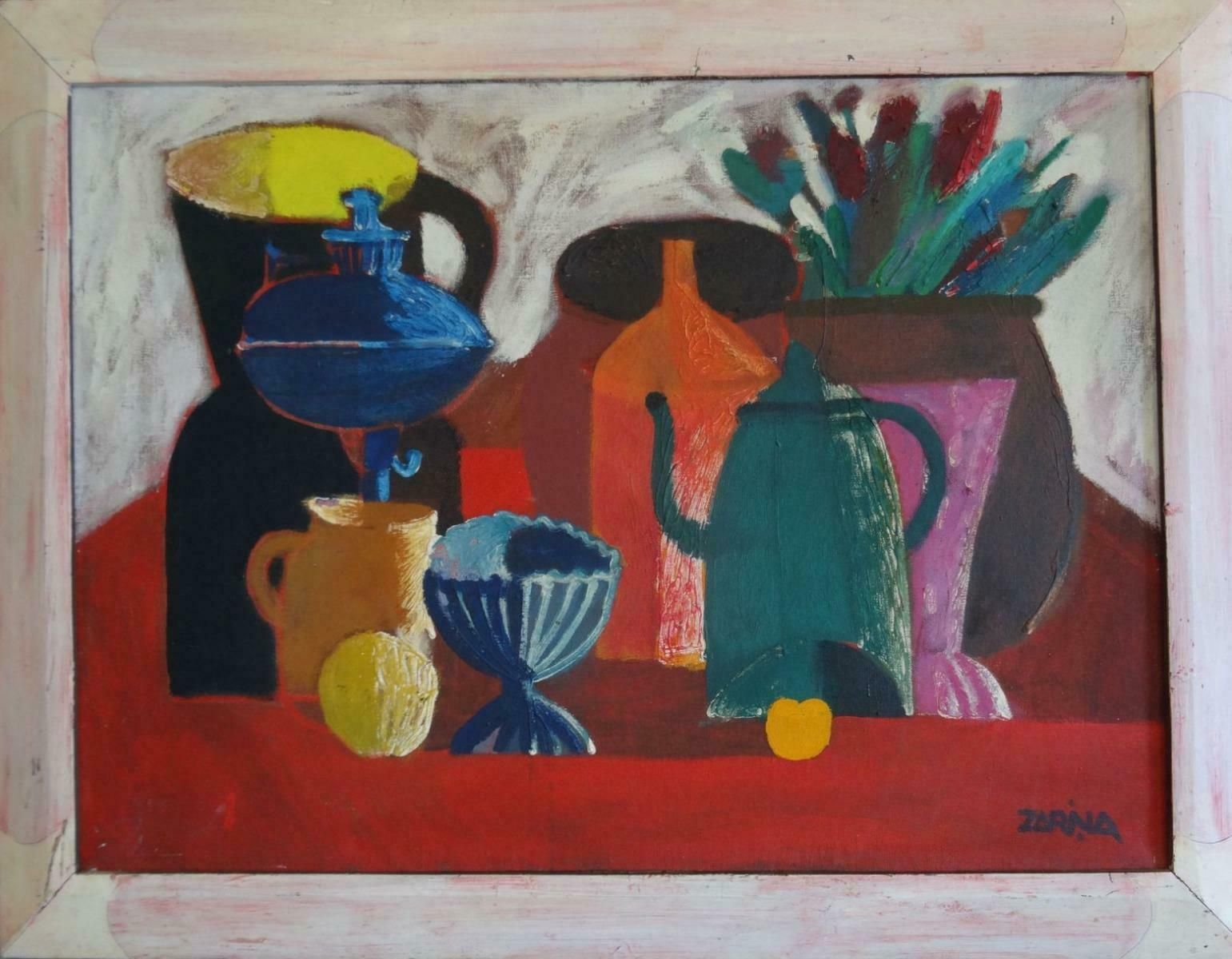 Aija Zarina Colourful Still Life. 1981. Canvas, Oil, Tempera,  1981 photo for sale
