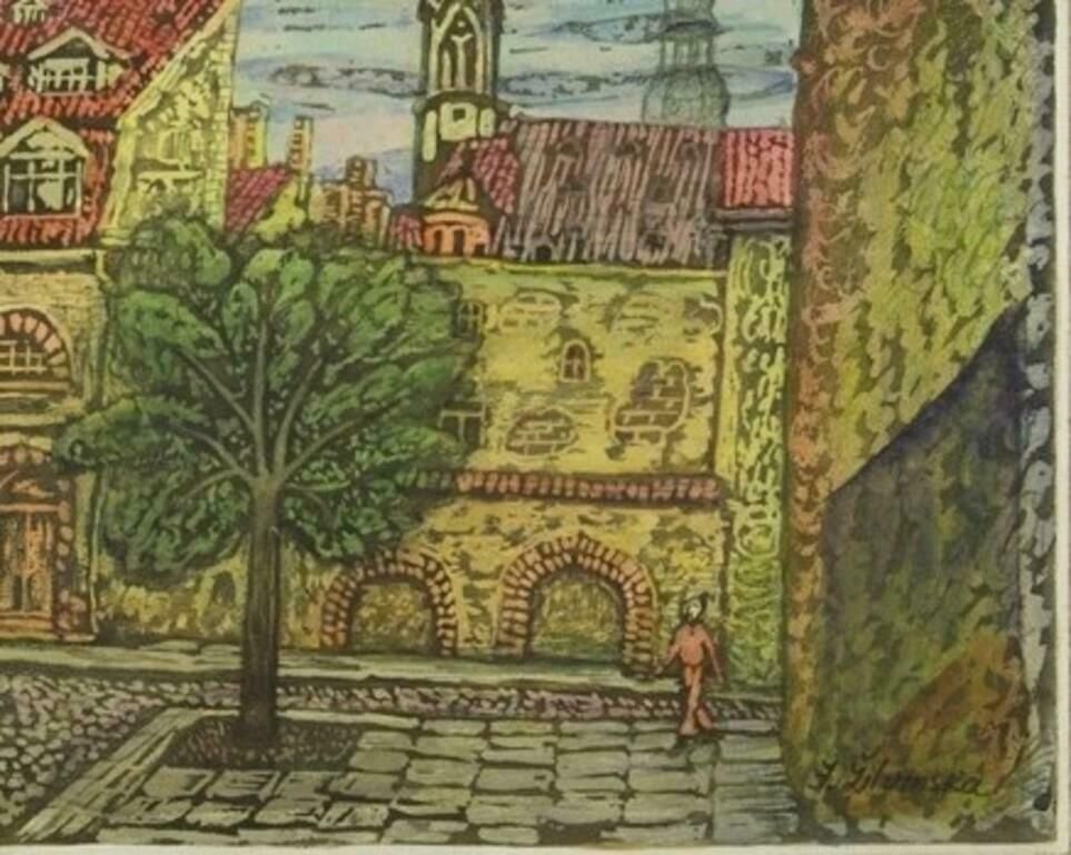 Jadviga Zjilvinska Courtyard In Riga. 1980''S, Paper, Mixed Media Art,  1980 photo Art