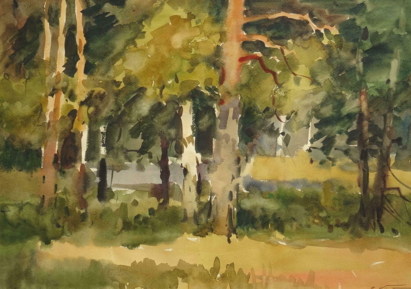Edgars Vinters Sunny Day In The Forest. 1990. Watercolour On Paper,