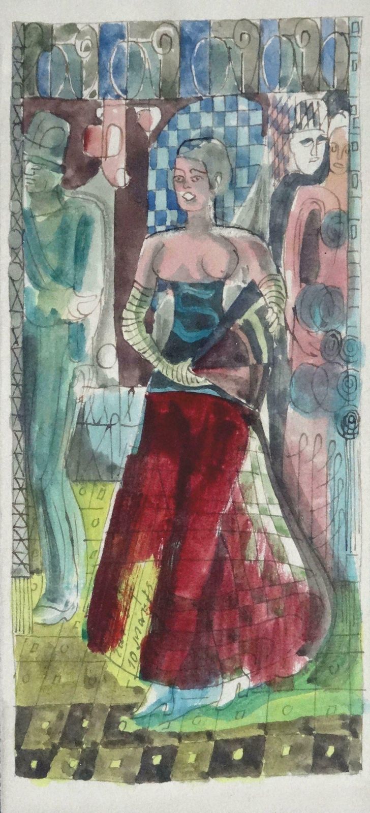 Adolfs Zardins Archaic Dancer. 1933, Paper, Mixed Media Art 1933 photo furniture