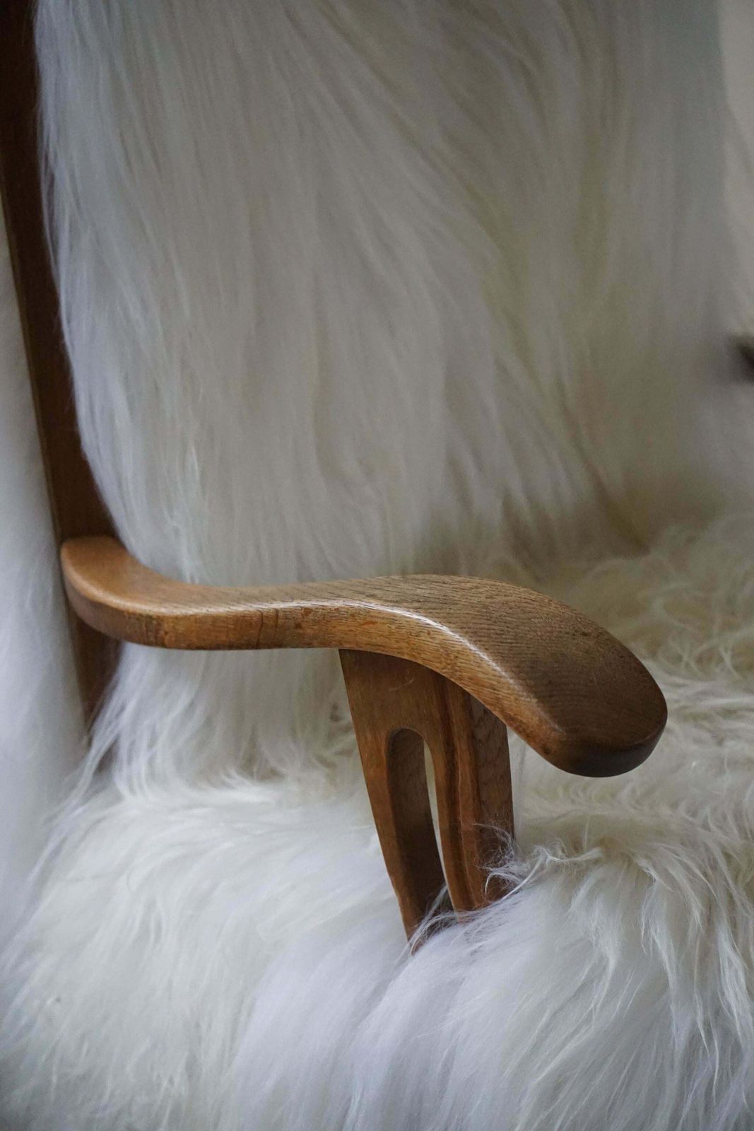 photo vinterior Henning Kjærnulf, Armchair Reupholstered In Longhaired Icelandic Sheepskin, 1950