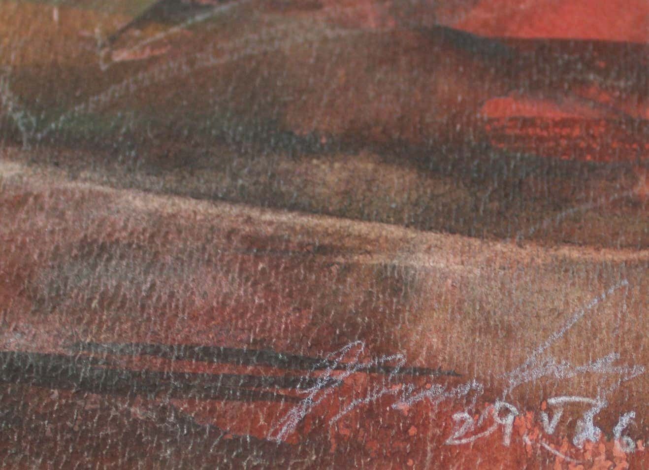 Dzidra Ezergaile Scarlet Sunset. Bilateral Paper Watercolour photo furniture