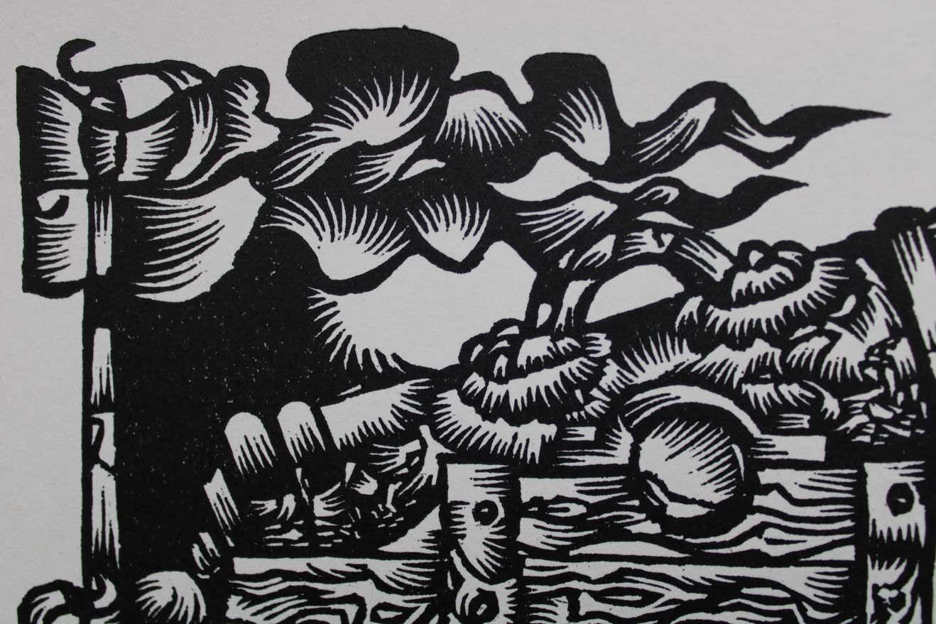 Dainis Rozkalns Battle. 1982. Paper, Linocut photo Art