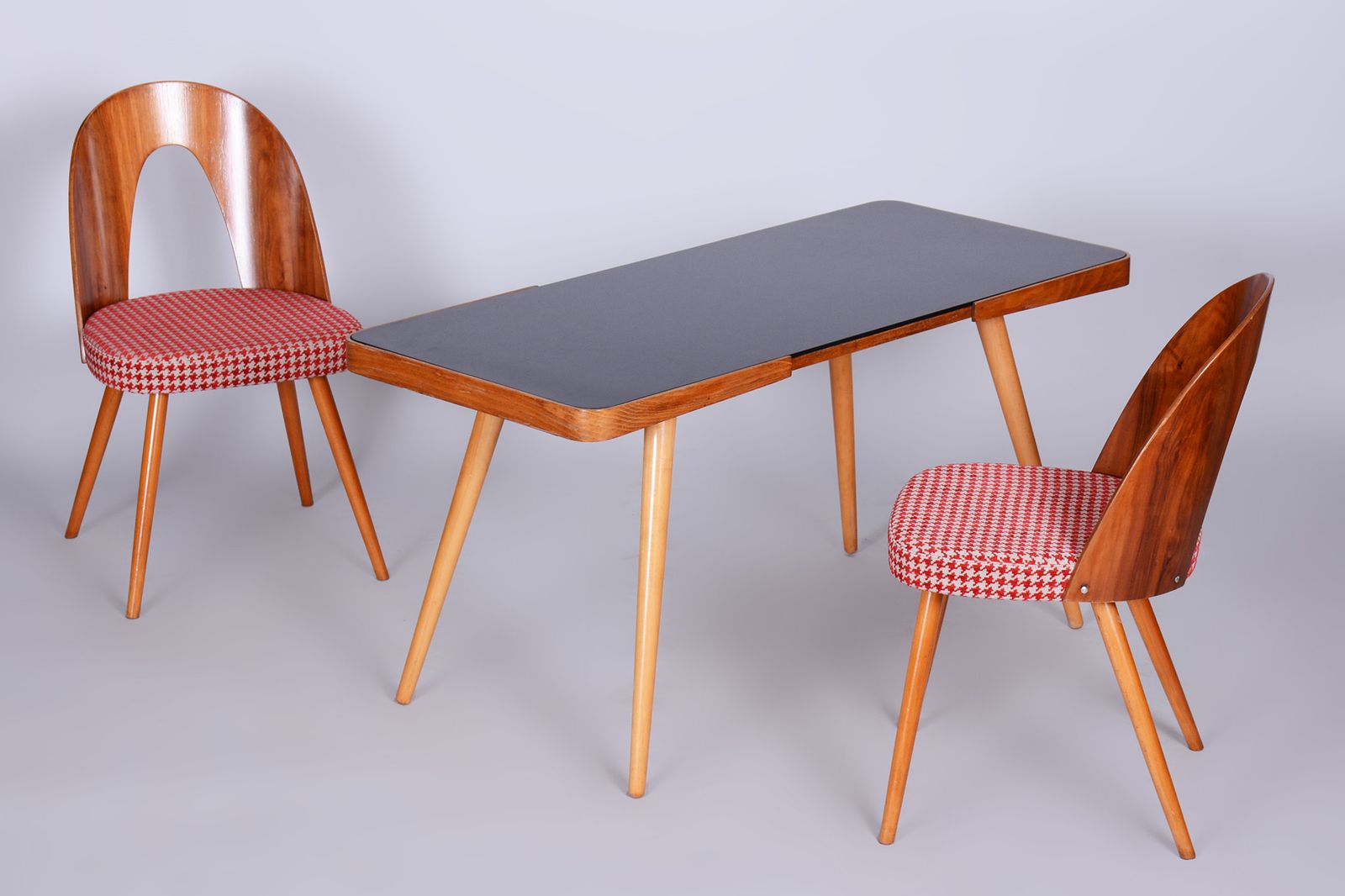 Original Coffee Table By Interier Praha, Beech, Opaxit Glass, Czechia, 1960s photo furniture