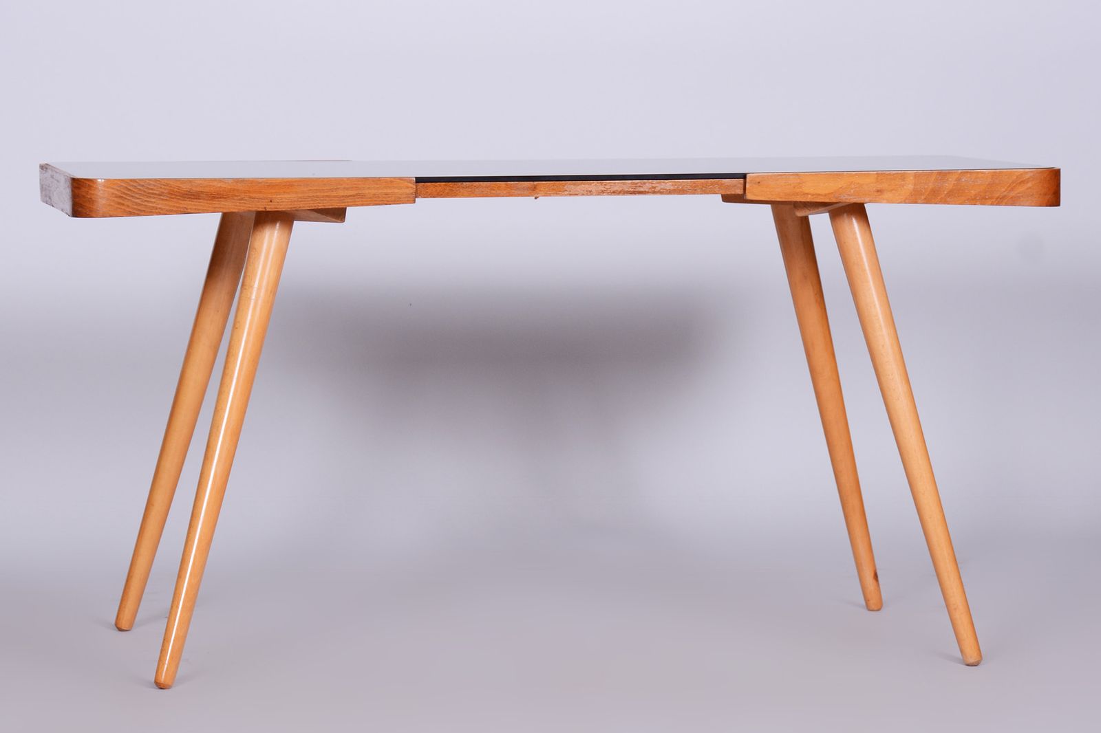 Original Coffee Table By Interier Praha, Beech, Opaxit Glass, Czechia, 1960s photo 350.0