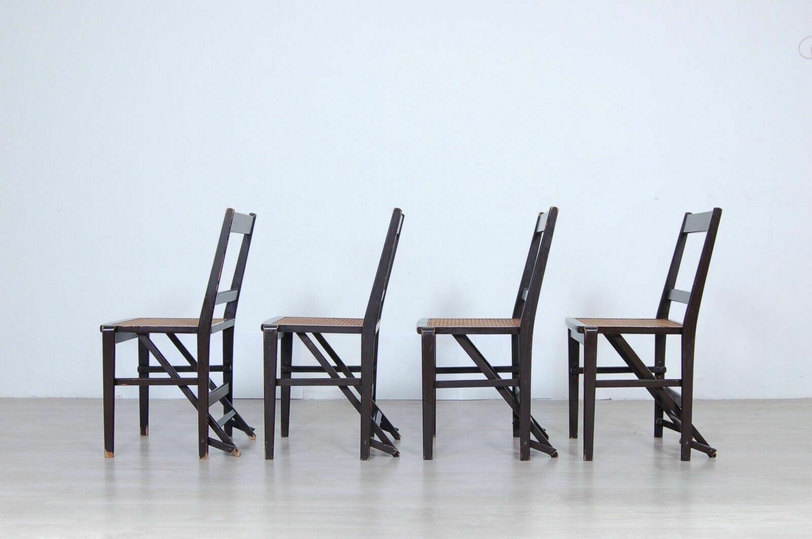 photo furniture Vintage Wooden Folding Chairs Set Of 4 Vienna Straw Seats Design Fratelli Zari