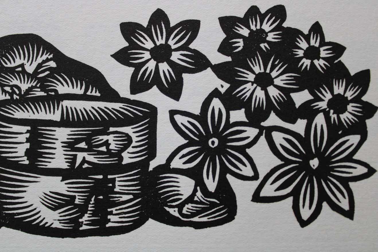 Dainis Rozkalns Joys,Sorrows And Difficulties Of Herdsman. 1979. Paper, Linocut, photo Art