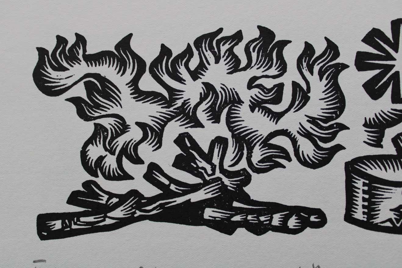 Dainis Rozkalns Village Herdsman. 1979. Paper, Linocut, photo furniture