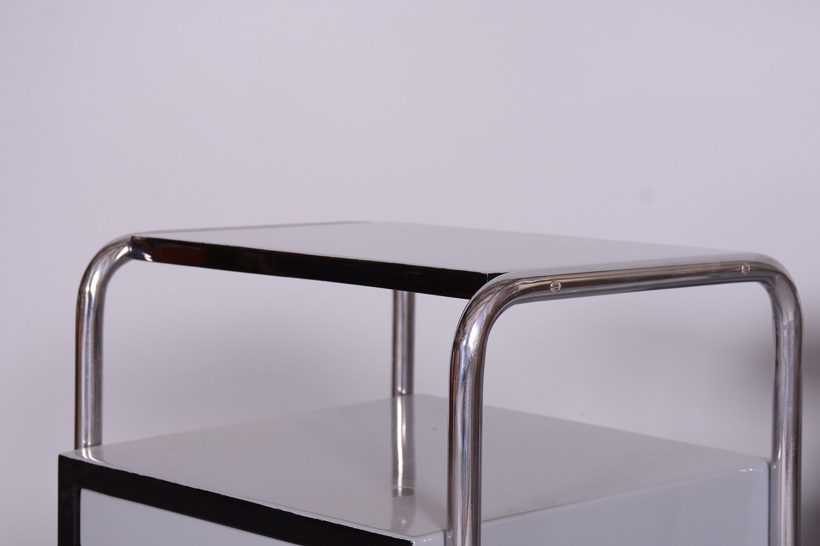 Restored Bed Side Tables, Vichr A Spol, Chrome Plated Steel, Czechia, 1930s photo 1350.0