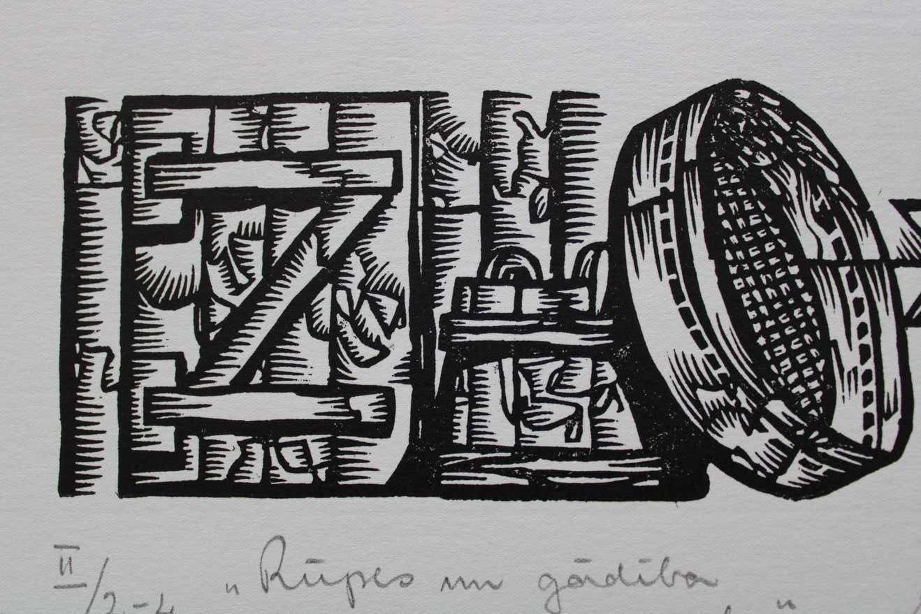 Dainis Rozkalns Care And Nurturing Of The Foal. 1979. Paper, Linocut photo for sale