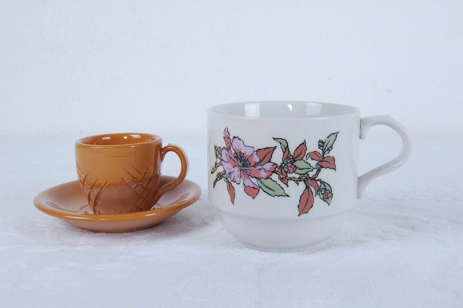 63.0 Tea Set With Hood Ceramic Cups Cipa Vintage Pink Flower Cups photo