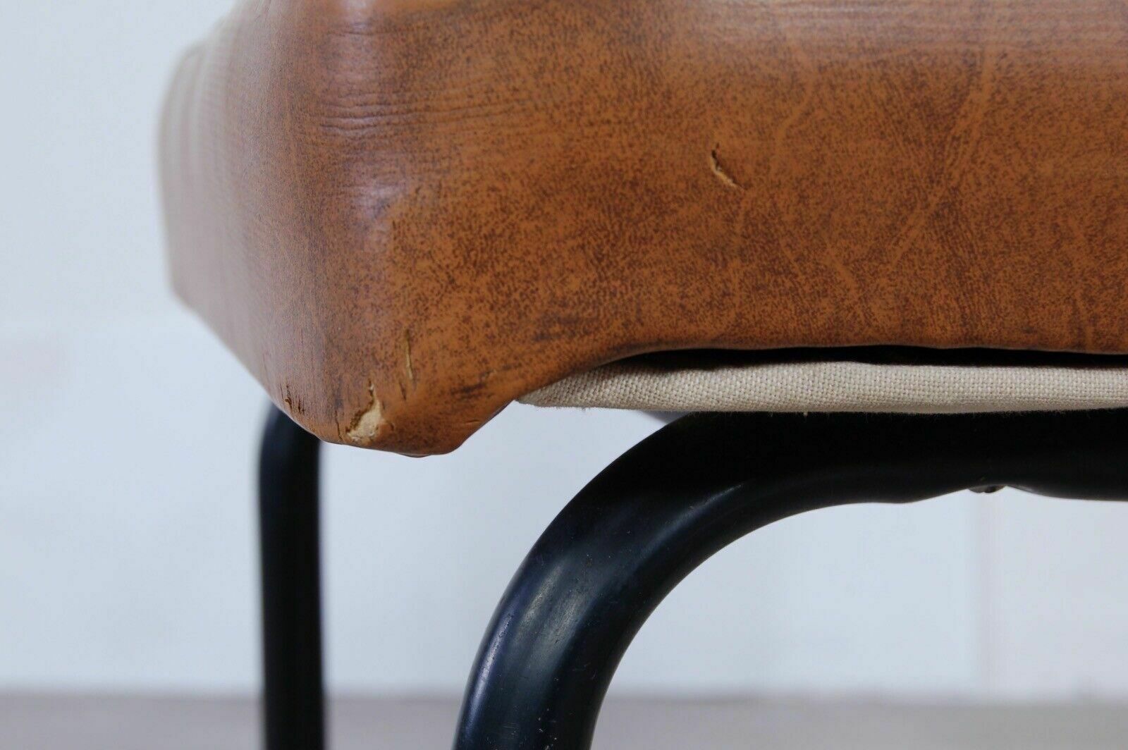photo furniture 1950s Design Armchair In Iron And Brown Skay, Comfortable Vintage Seat