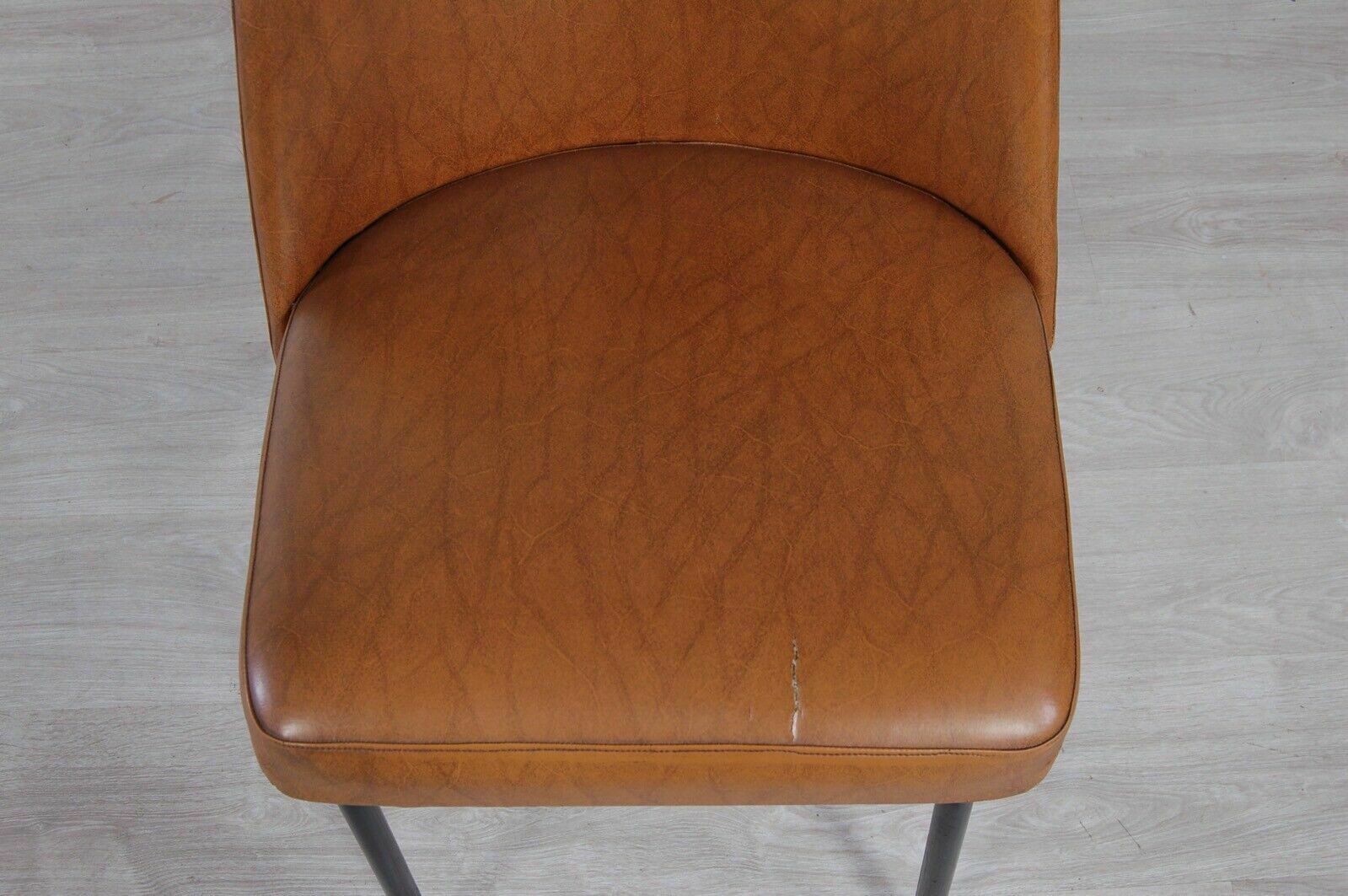 Furniture 1950s Design Armchair In Iron And Brown Skay, Comfortable Vintage Seat photo
