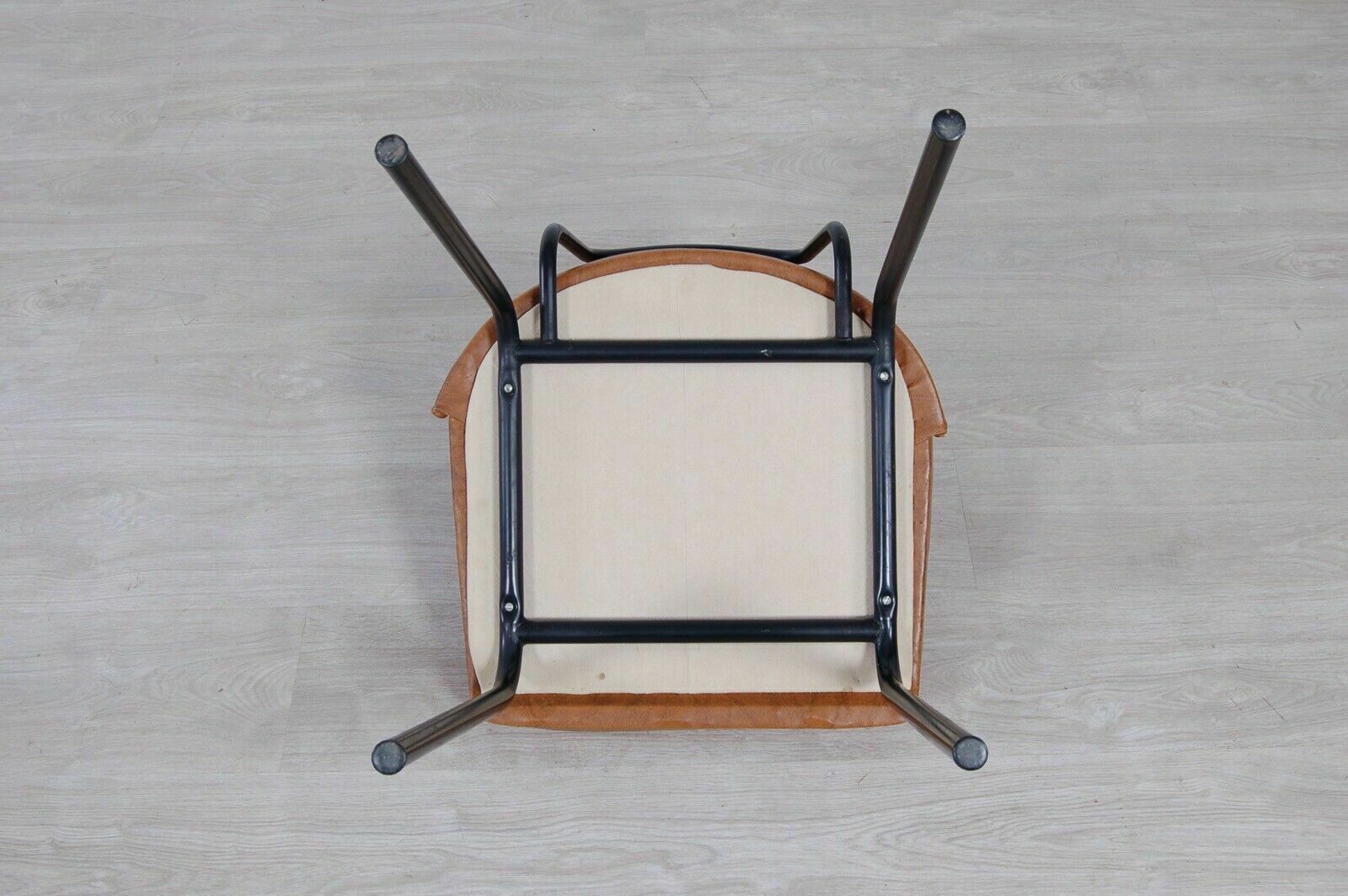 105.0 1950s Design Armchair In Iron And Brown Skay, Comfortable Vintage Seat photo