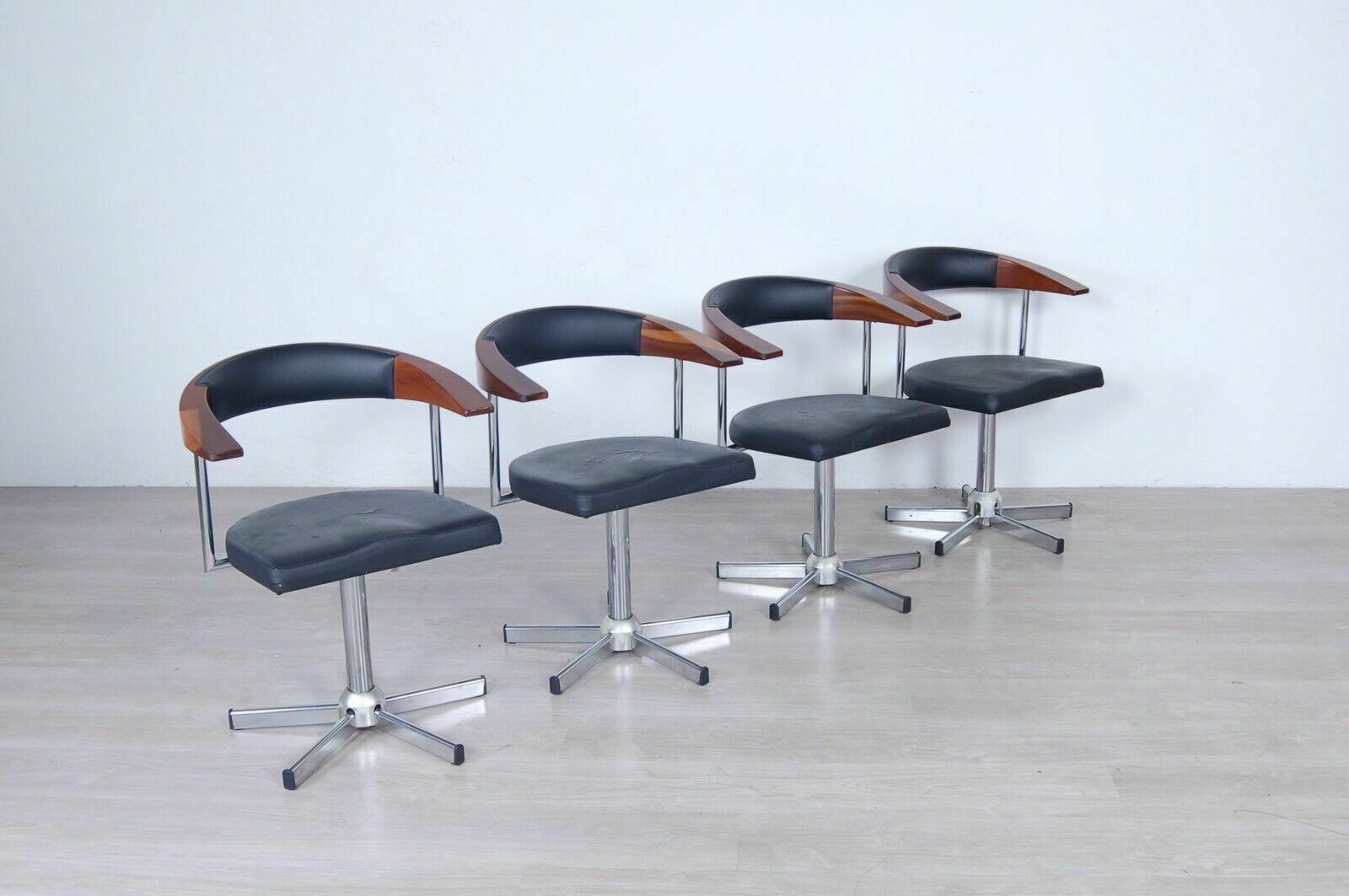 Chairs With Armrests Maletti Armchairs Design 90s Steel Leather Wood