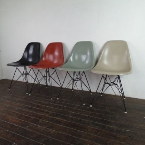 Eames Herman Miller Dsr Side Chairs On Eiffel Bases In Black / Terracotta / Seafoam Green / Light Greige photo for sale