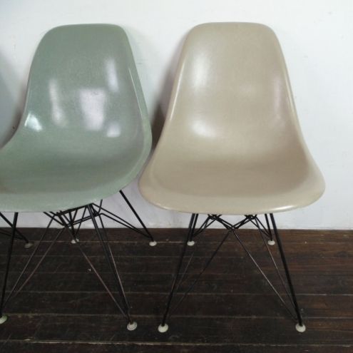 Eames Herman Miller Dsr Side Chairs On Eiffel Bases In Black / Terracotta / Seafoam Green / Light Greige photo Furniture