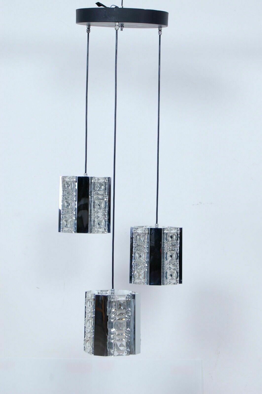 Chandelier With Three Adjustable Pendant Lights Design From The 70s And 80s Modern Living photo for sale