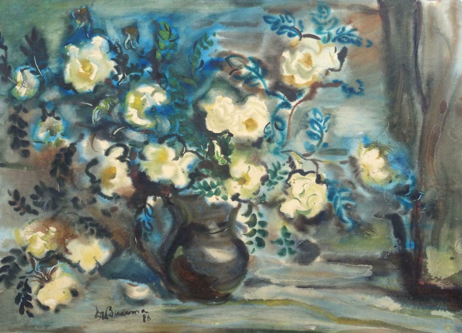 Still Life With Flowers 1986 Paper Watercolour