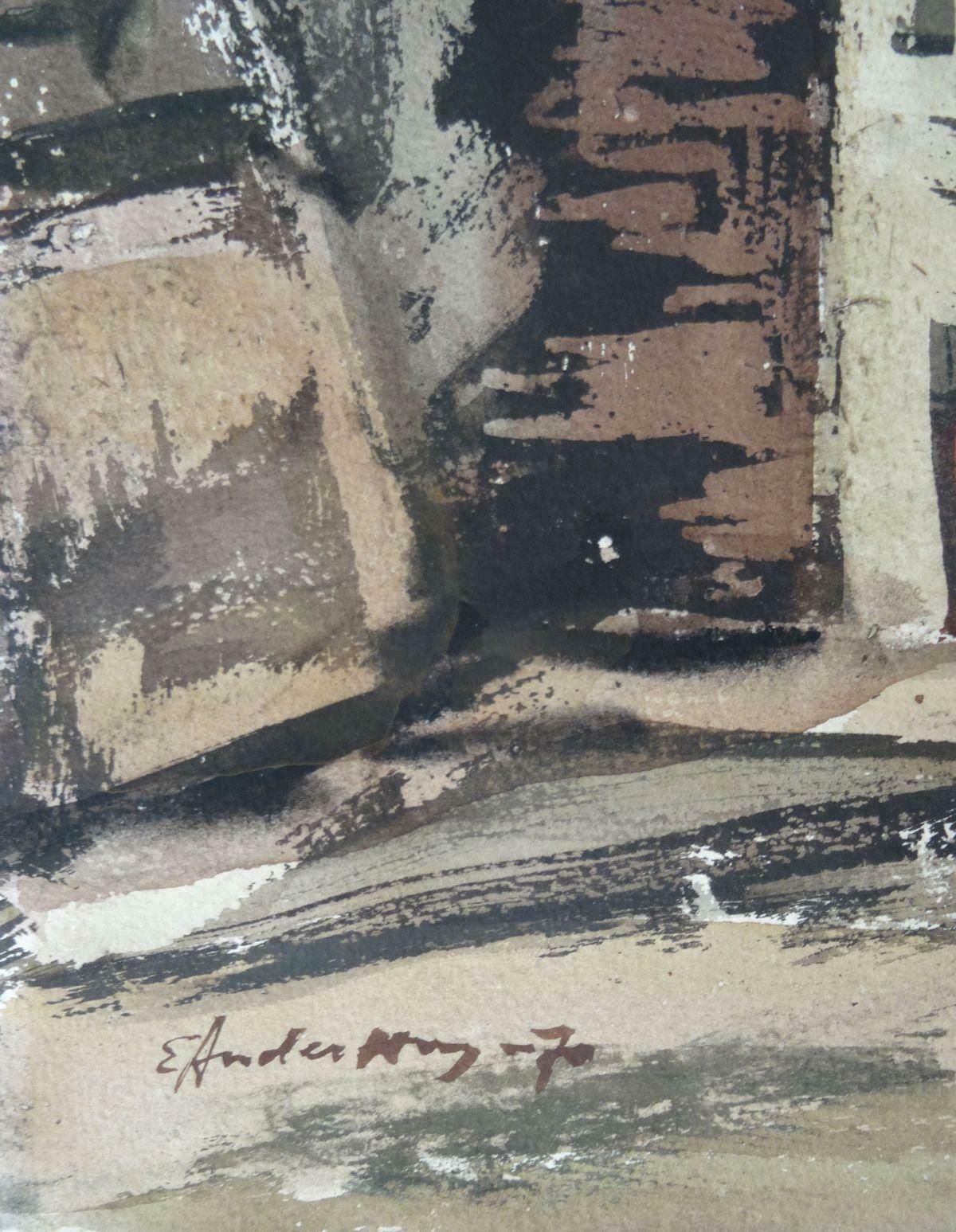 Edwin Andersons Old City 1970 Paper Watercolour photo furniture