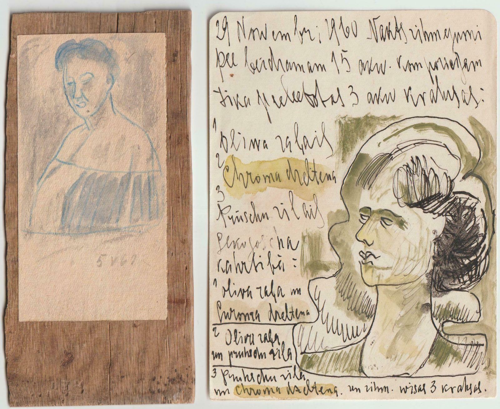 Women Portraits 2pcs. Paper Mixed Media Art