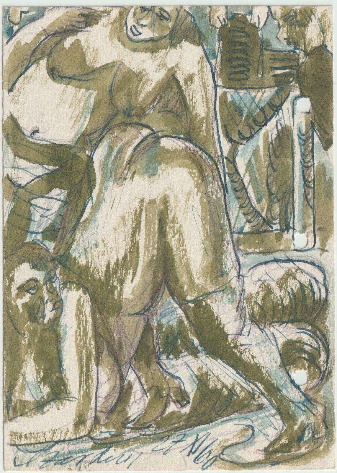 Adolfs Zardins Erotic Motive Paper Mixed Media Art photo furniture