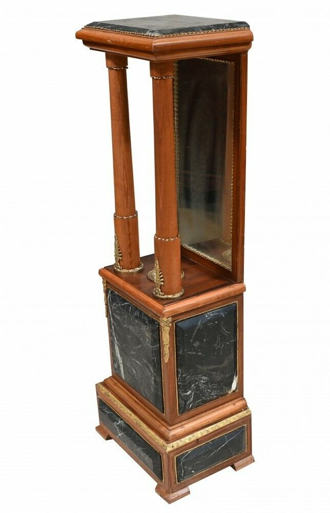 Pair French Empire Marble Pedestal Stands Table Columns Mirrored Supports photo 895.0