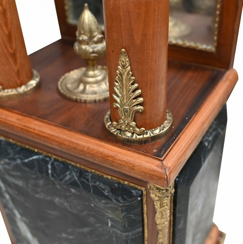 Pair French Empire Marble Pedestal Stands Table Columns Mirrored Supports photo vinterior