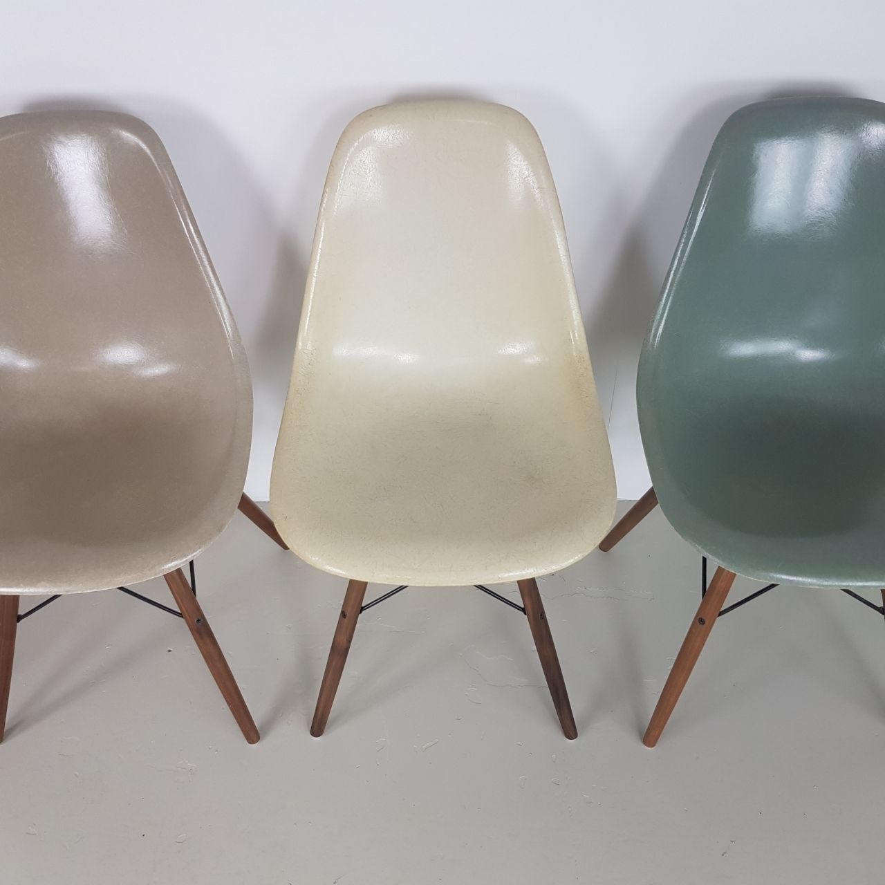 Eames Herman Miller Dsw Side Chairs In Terracotta Seafoam Green Light Greige And Parchment photo 2555.2799999999997