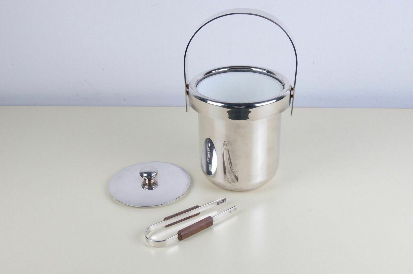 Ice Bucket Design From The 70s 80s Silver Plated Pm Italy With Tongs photo buy