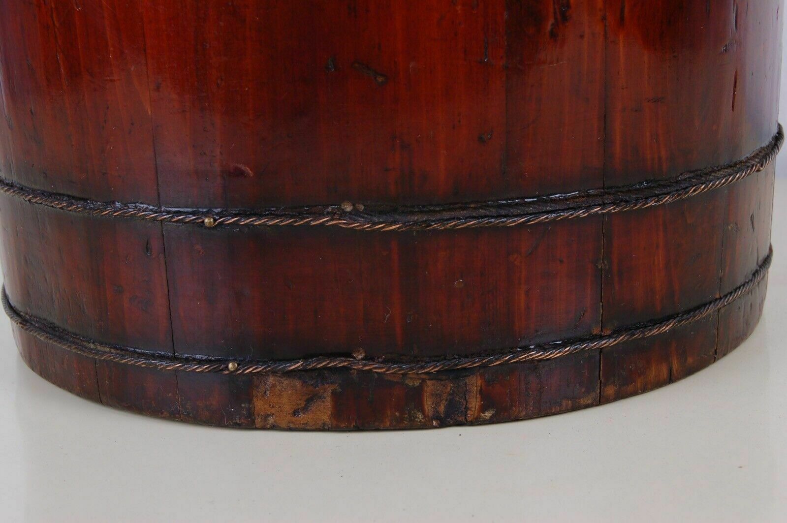 photo furniture Antique Bucket With Lid Old Wooden Sugar Bin Firkin