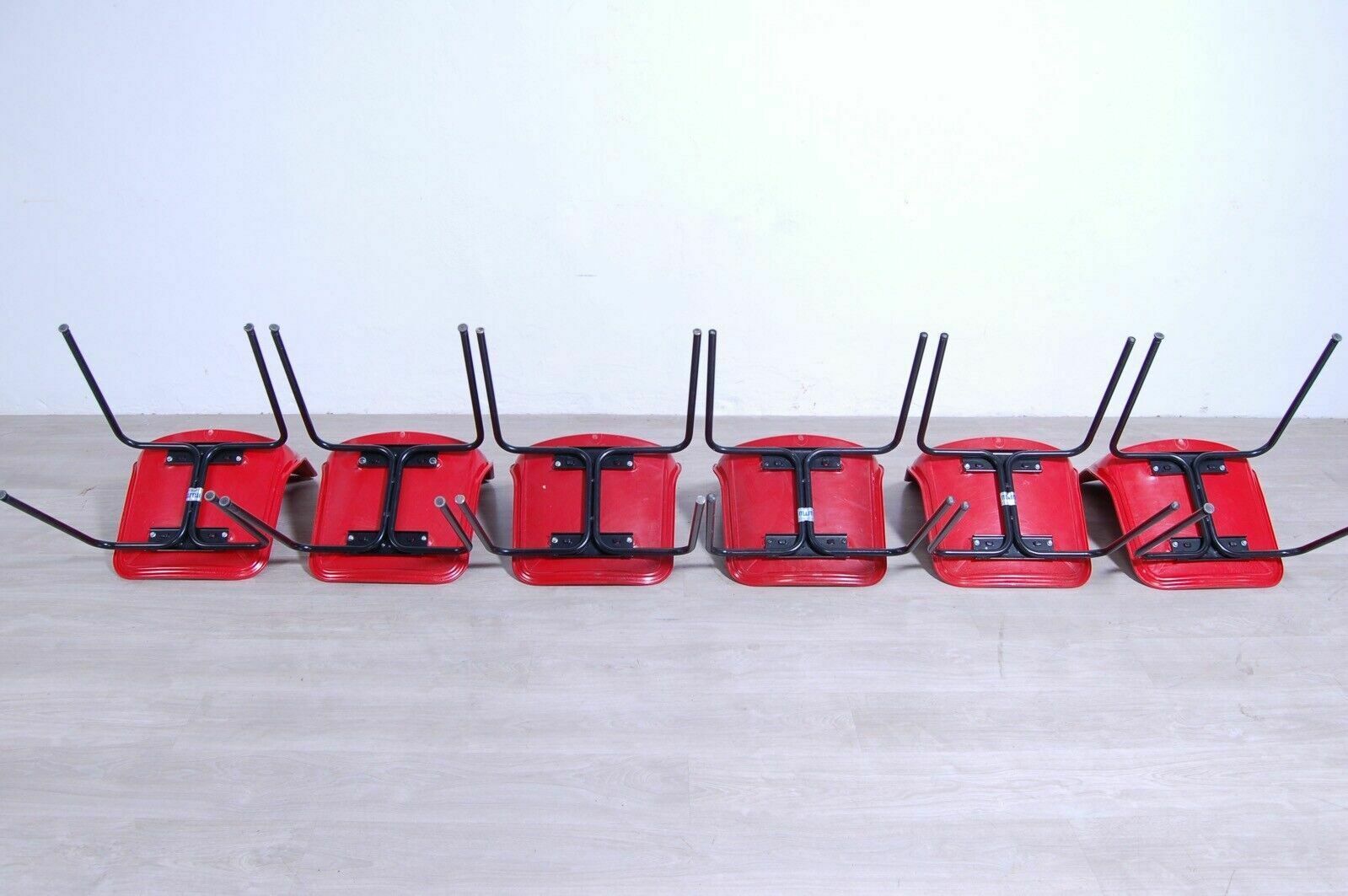 photo for sale Set Of Six Chairs Mim Roma Vintage Design Chair From The 60s In Iron With Red Plastic