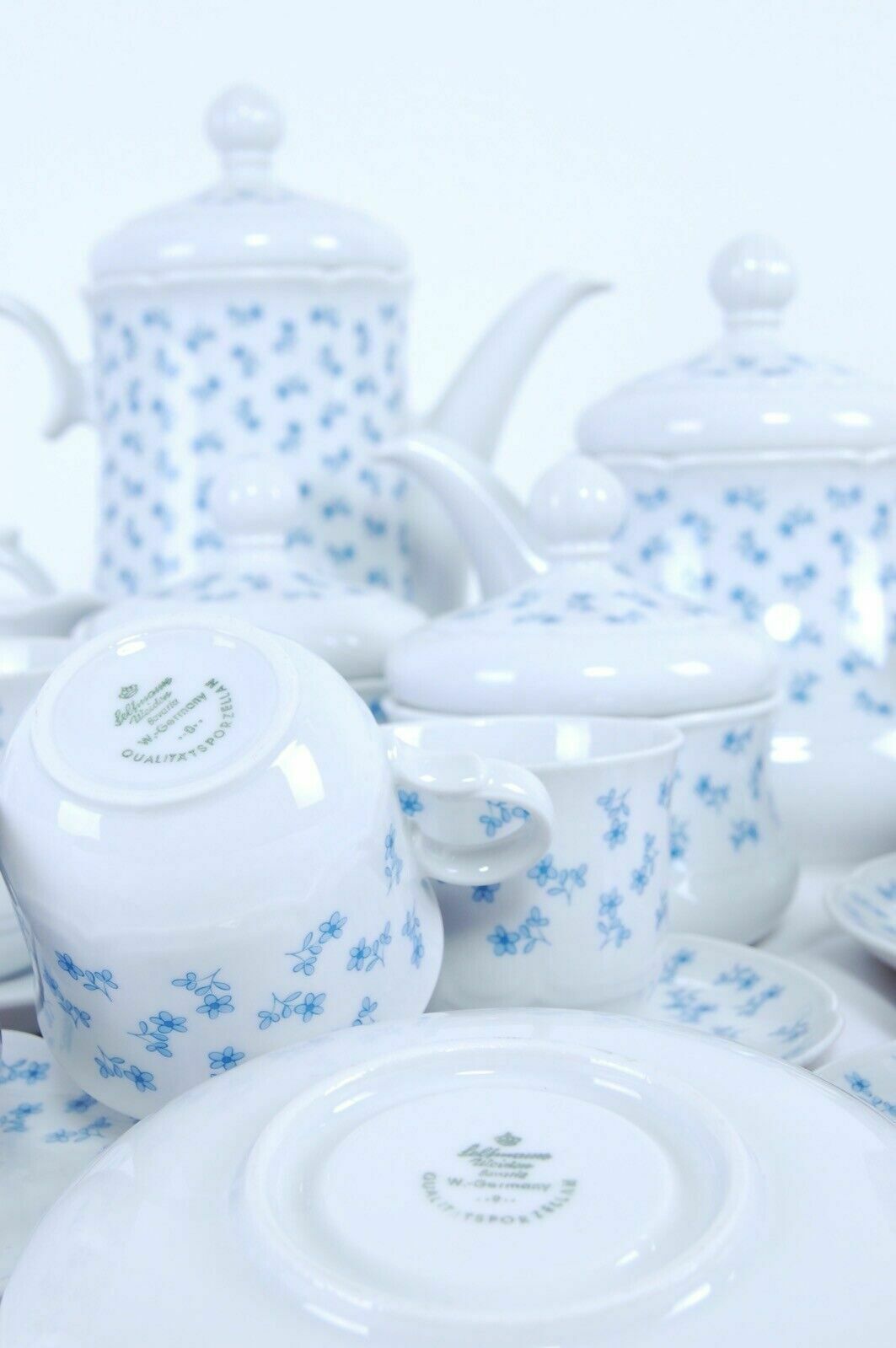 Seltmann Weiden Bavaria 43446 Porcelain Tea Coffee Service Blue Floral Decoration photo for sale