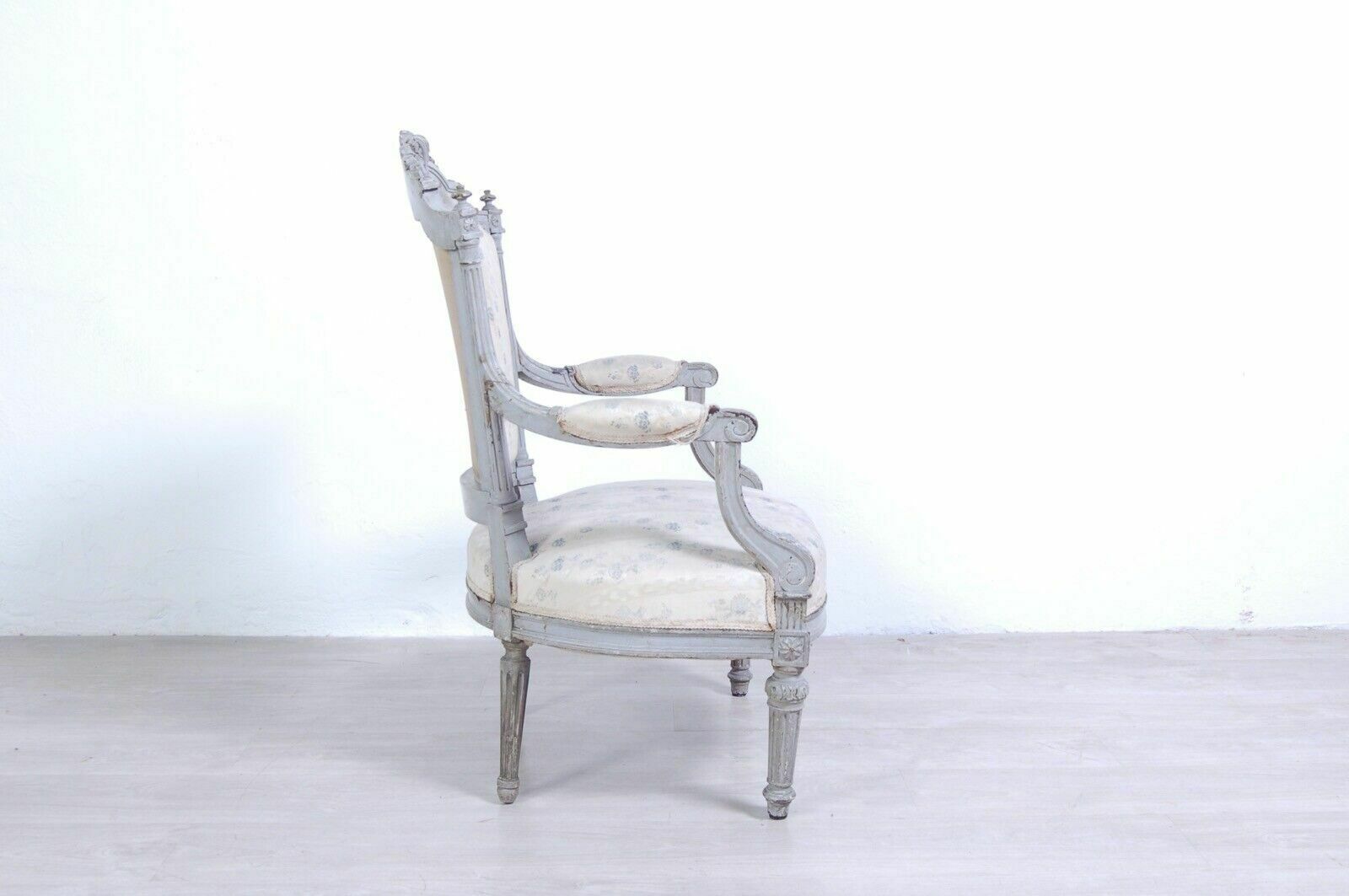 Antique Louis XVI Style Armchair From The End Of The 19th Century In Wood Antique Old Seat photo for sale
