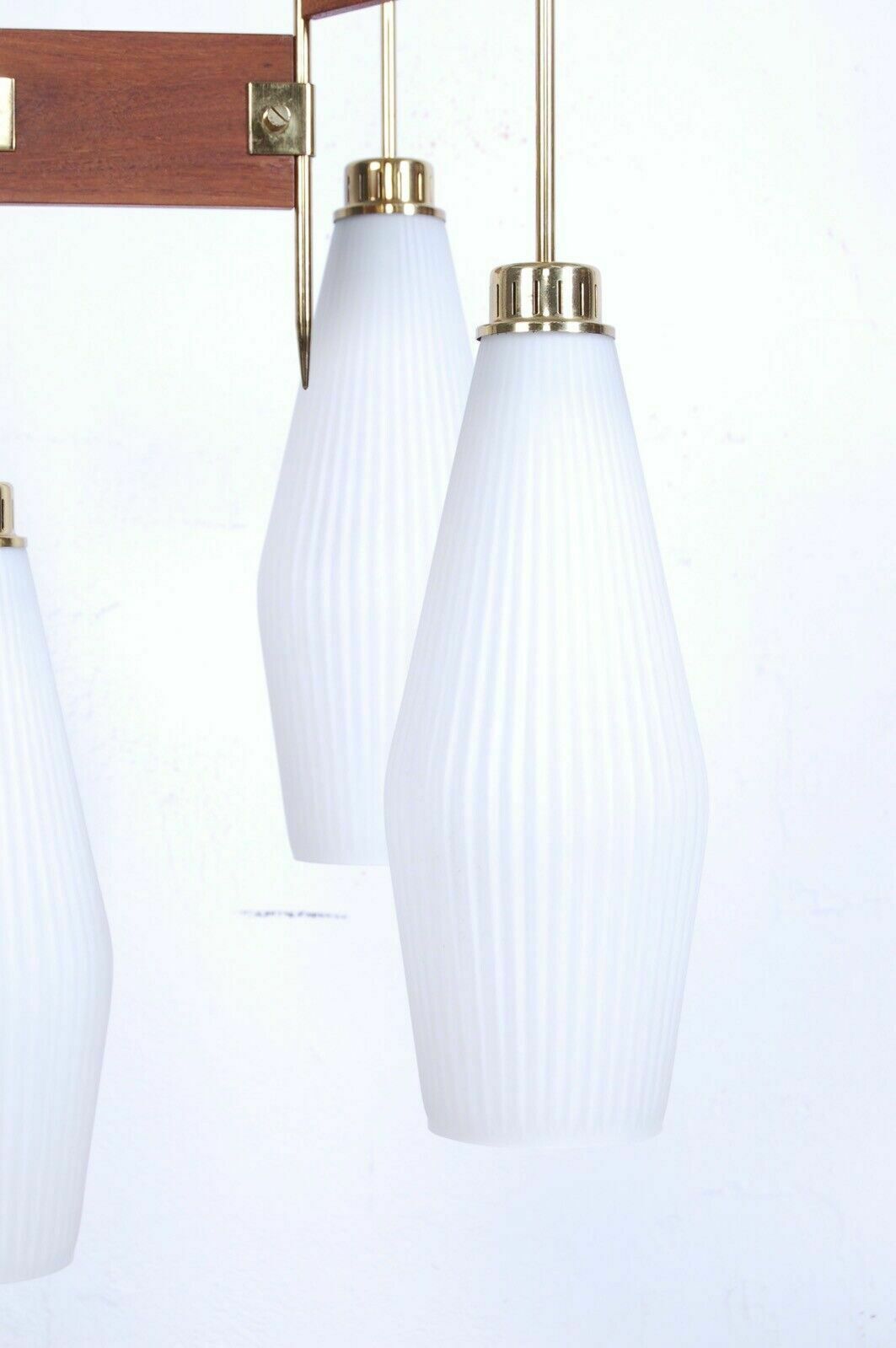 photo furniture Stilnovo Design Chandelier From The 50s And 60s. Opaline Glass And Brass Ceiling Lamp