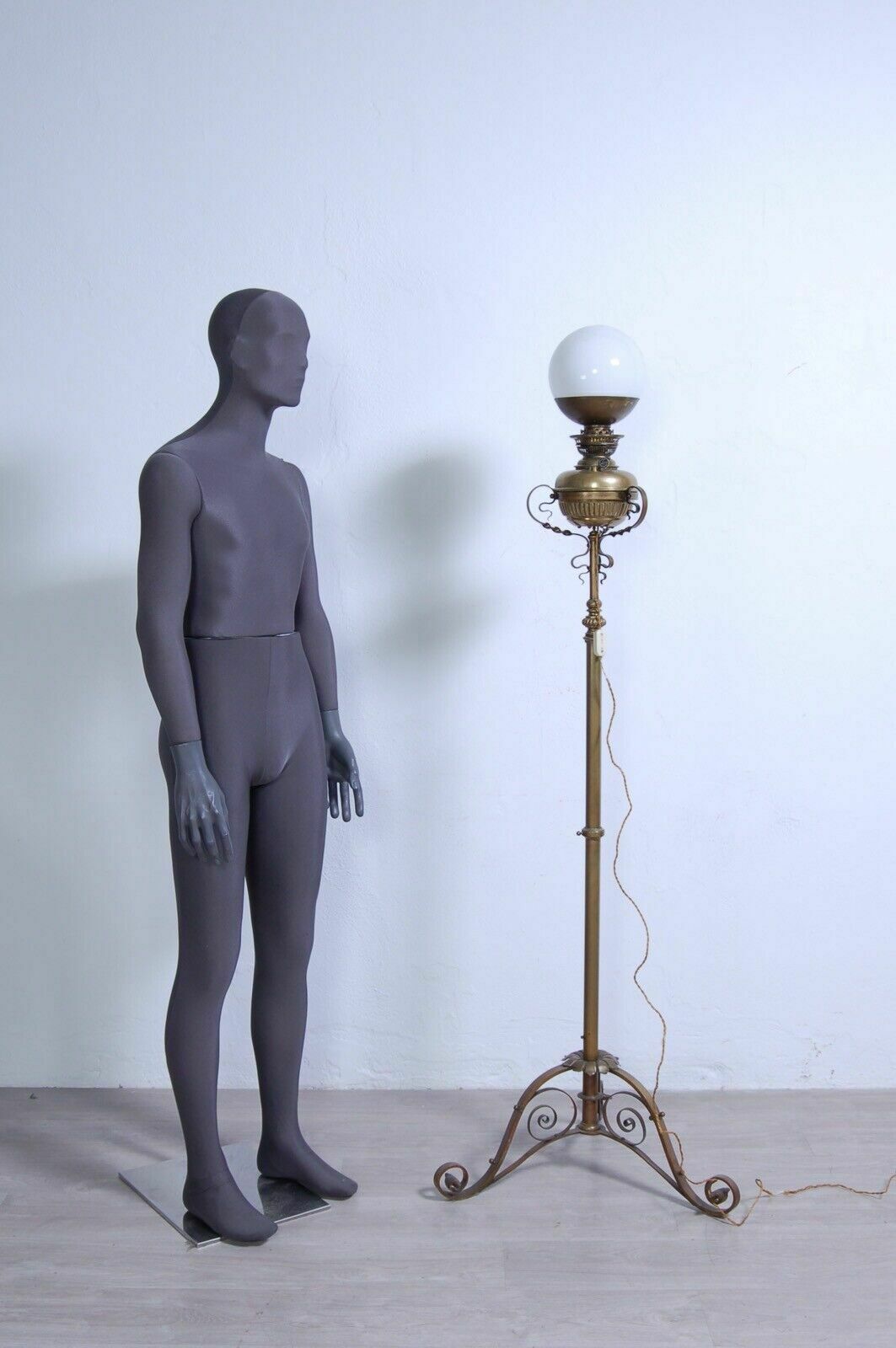 Trevithick Award Alfred Szlumper Electrified Brass Oil Floor Lamp