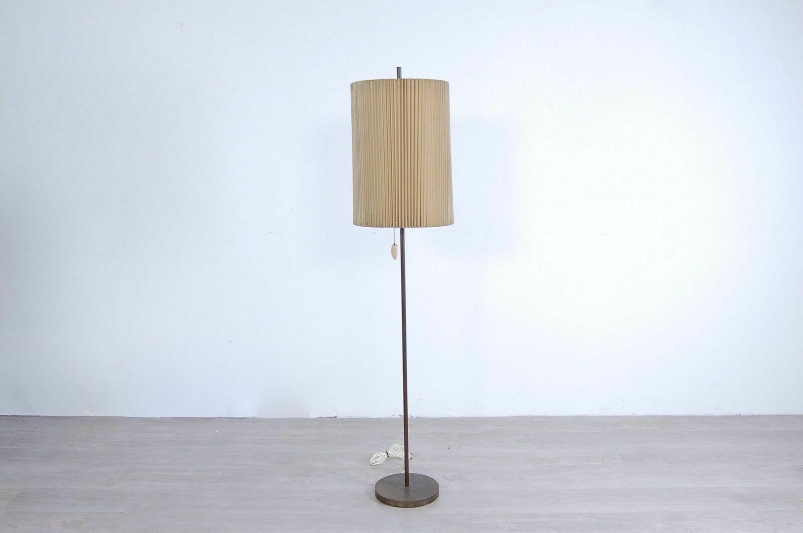 Mid Century Floor Lamp In Brass With Vintage 50s Pleated Lampshade photo furniture