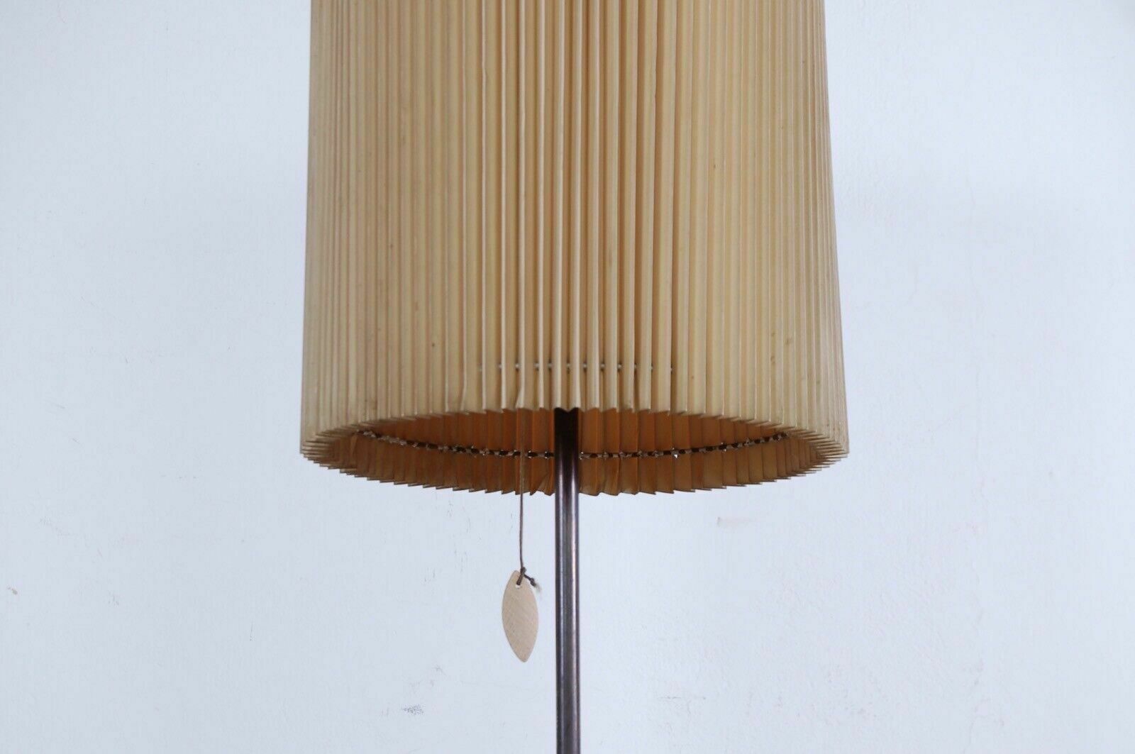 Mid Century Floor Lamp In Brass With Vintage 50s Pleated Lampshade photo Lighting