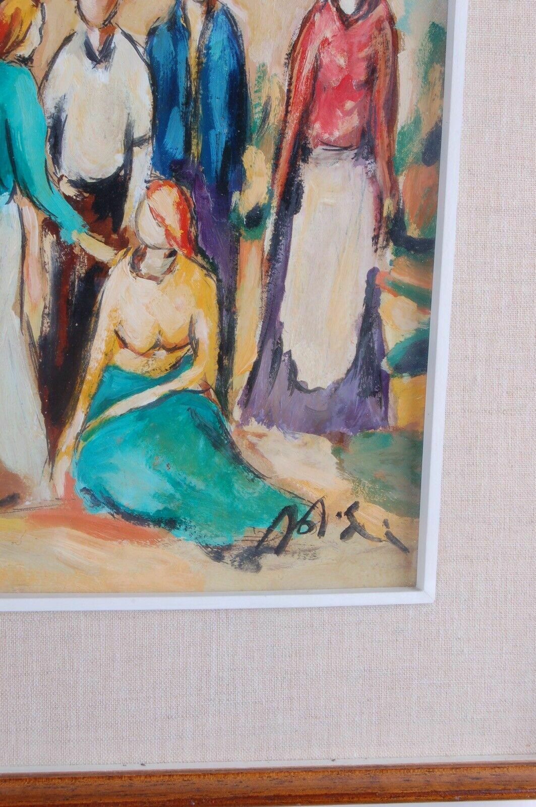 D Elia Francesco Oil On Canvas Figures Three Paintings Modern Works From The 70s photo vintage